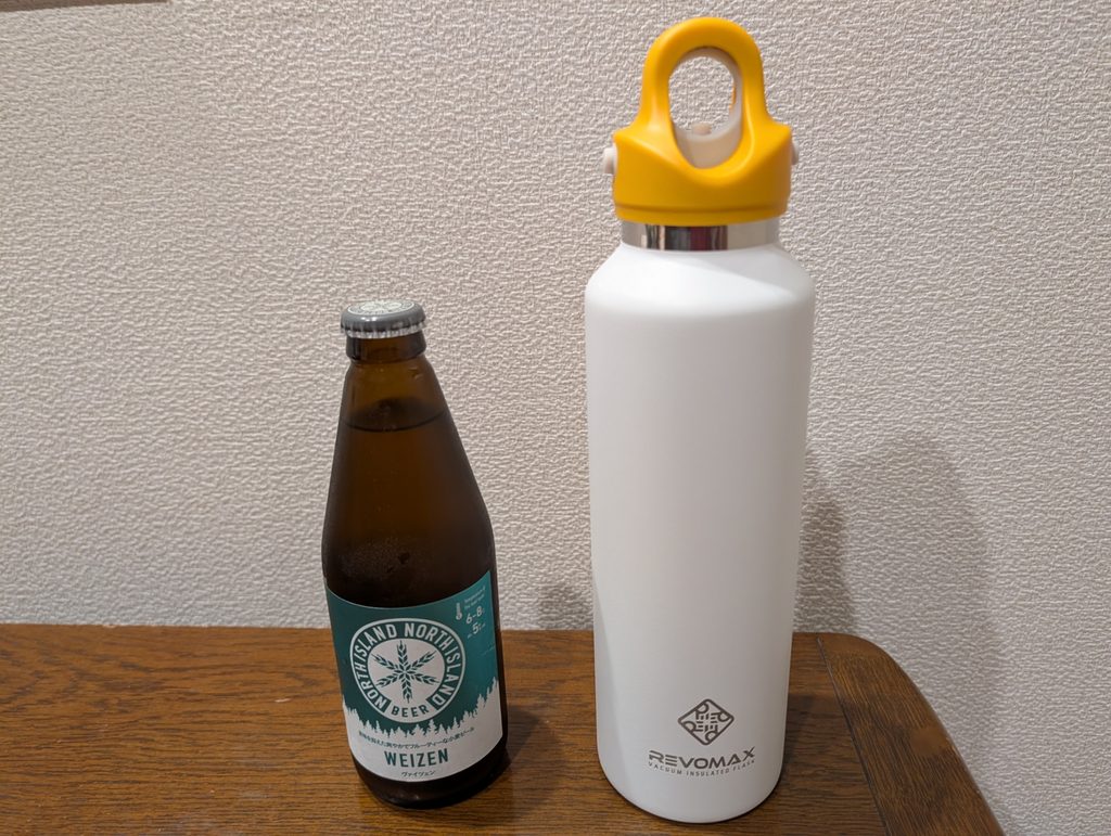 取り寄せたノースアイランドビールをREVOMAXで!時間がたっても炭酸が抜けないのは素晴らしい!!